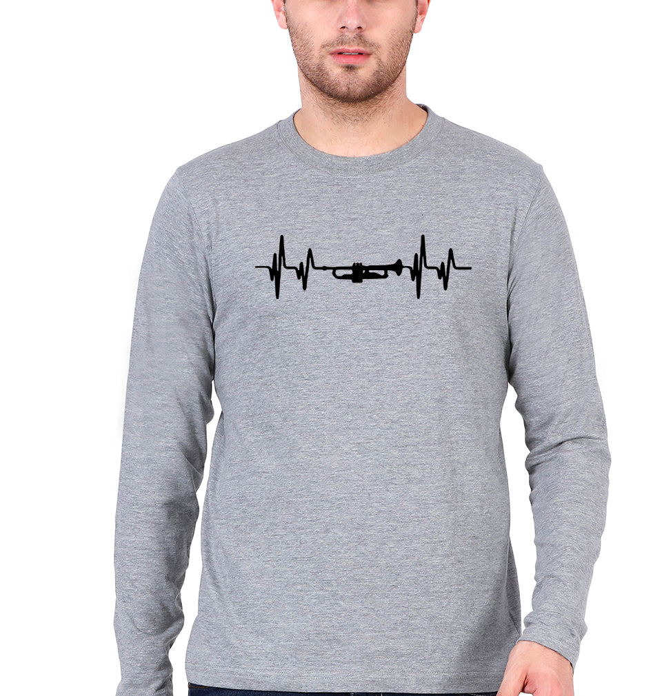 Trumpet Love Full Sleeves T-Shirt for Men-Grey Melange-Ektarfa.online