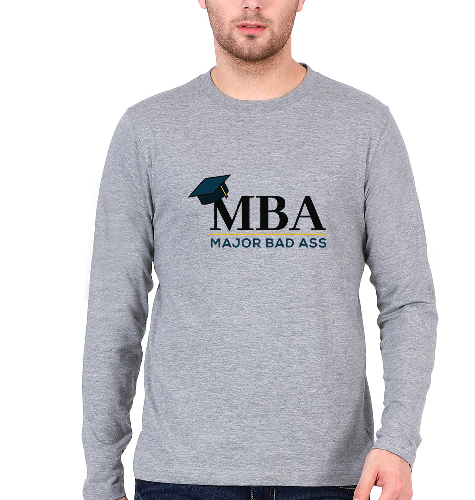 MBA Full Sleeves T-Shirt for Men-Grey Melange-Ektarfa.online