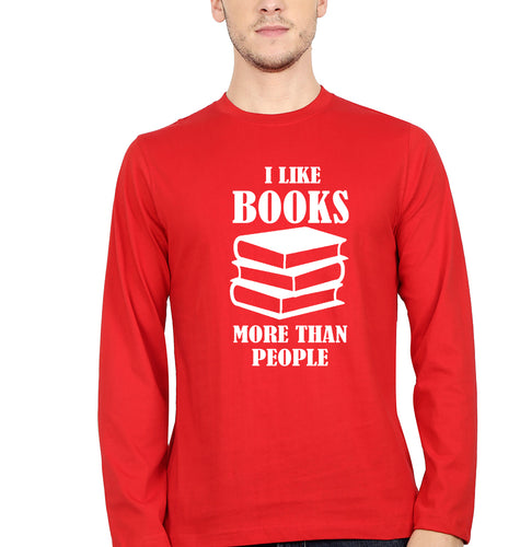 Like Books Full Sleeves T-Shirt for Men-Red-Ektarfa.online