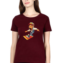 Load image into Gallery viewer, Subway Surfers T-Shirt for Women-XS(32 Inches)-Maroon-Ektarfa.online
