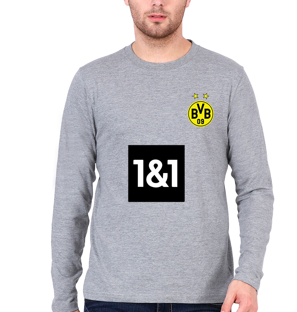 Borussia Dortmund 2021-22 Full Sleeves T-Shirt for Men-S(38 Inches)-Grey Melange-Ektarfa.online