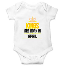 Load image into Gallery viewer, Kings Are Born In April Kids Romper For Baby Boy/Girl-0-5 Months(18 Inches)-White-Ektarfa.online
