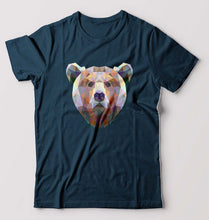Load image into Gallery viewer, Bear T-Shirt for Men-S(38 Inches)-Petrol Blue-Ektarfa.online
