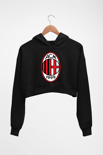 A.C. Milan Crop HOODIE FOR WOMEN-Black-Ektarfa.online