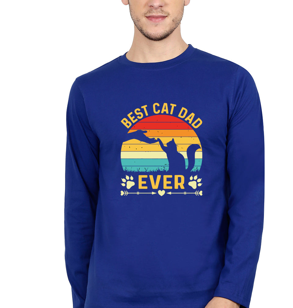Cat Dad Full Sleeves T-Shirt for Men-Royal Blue-Ektarfa.online