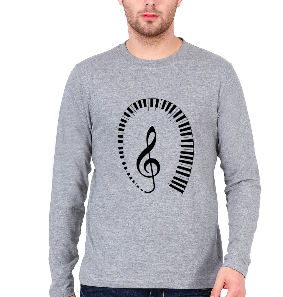 Piano Full Sleeves T-Shirt for Men-Grey Melange-Ektarfa.online