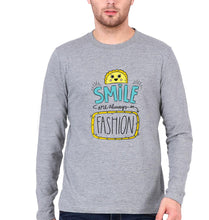 Load image into Gallery viewer, Smile are Always in Fashion Full Sleeves T-Shirt for Men-S(38 Inches)-Grey Melange-Ektarfa.online
