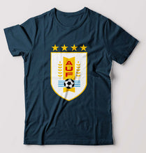 Load image into Gallery viewer, Uruguay Football T-Shirt for Men-S(38 Inches)-Petrol Blue-Ektarfa.online
