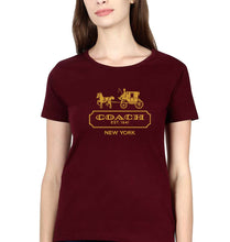 Load image into Gallery viewer, Coach T-Shirt for Women-XS(32 Inches)-Maroon-Ektarfa.online

