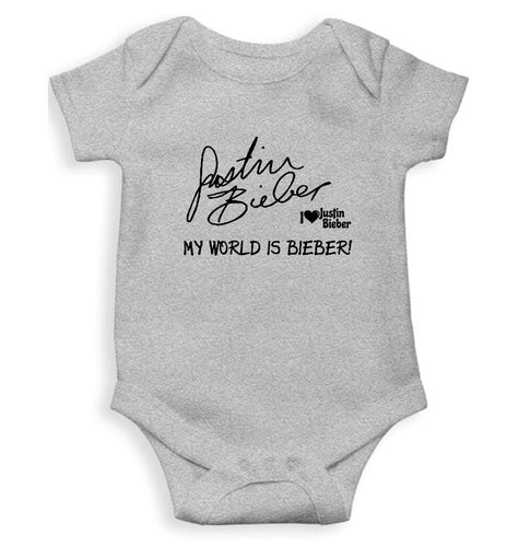 Justin Bieber Kids Romper For Baby Boy/Girl-0-5 Months(18 Inches)-Grey-Ektarfa.online