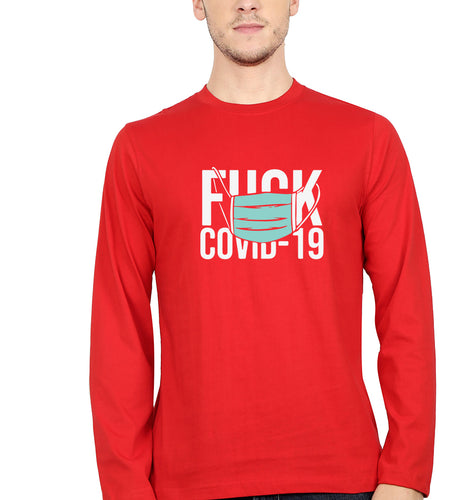 Fuck Covid Full Sleeves T-Shirt for Men-Red-Ektarfa.online