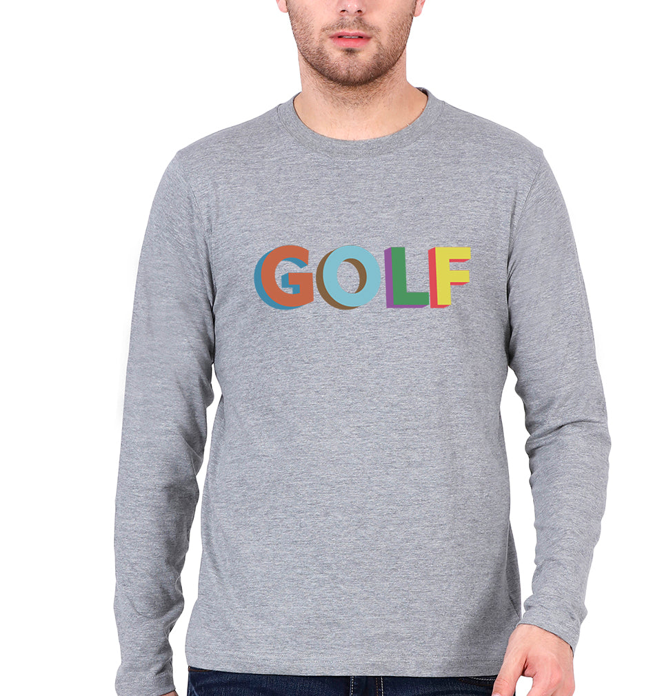 Golf Full Sleeves T-Shirt for Men-Grey Melange-Ektarfa.online