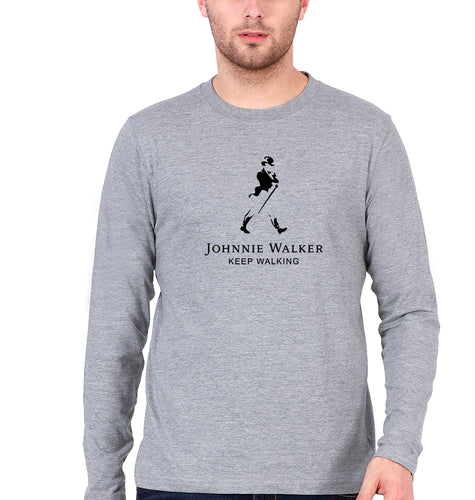 Johnnie Walker Full Sleeves T-Shirt for Men-Grey Melange-Ektarfa.online