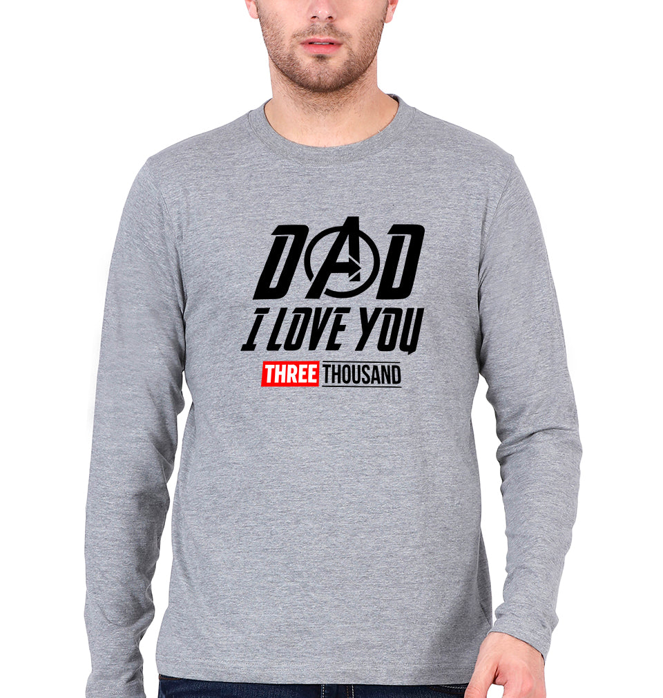 Dad I Love You 3000 Full Sleeves T-Shirt for Men-Grey Melange-Ektarfa.online