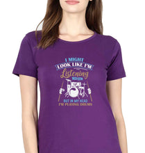 Load image into Gallery viewer, Drummer T-Shirt for Women-Purple-Ektarfa.online
