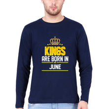 Load image into Gallery viewer, Kings Are Born In June Full Sleeves T-Shirt for Men-Navy Blue-Ektarfa.online
