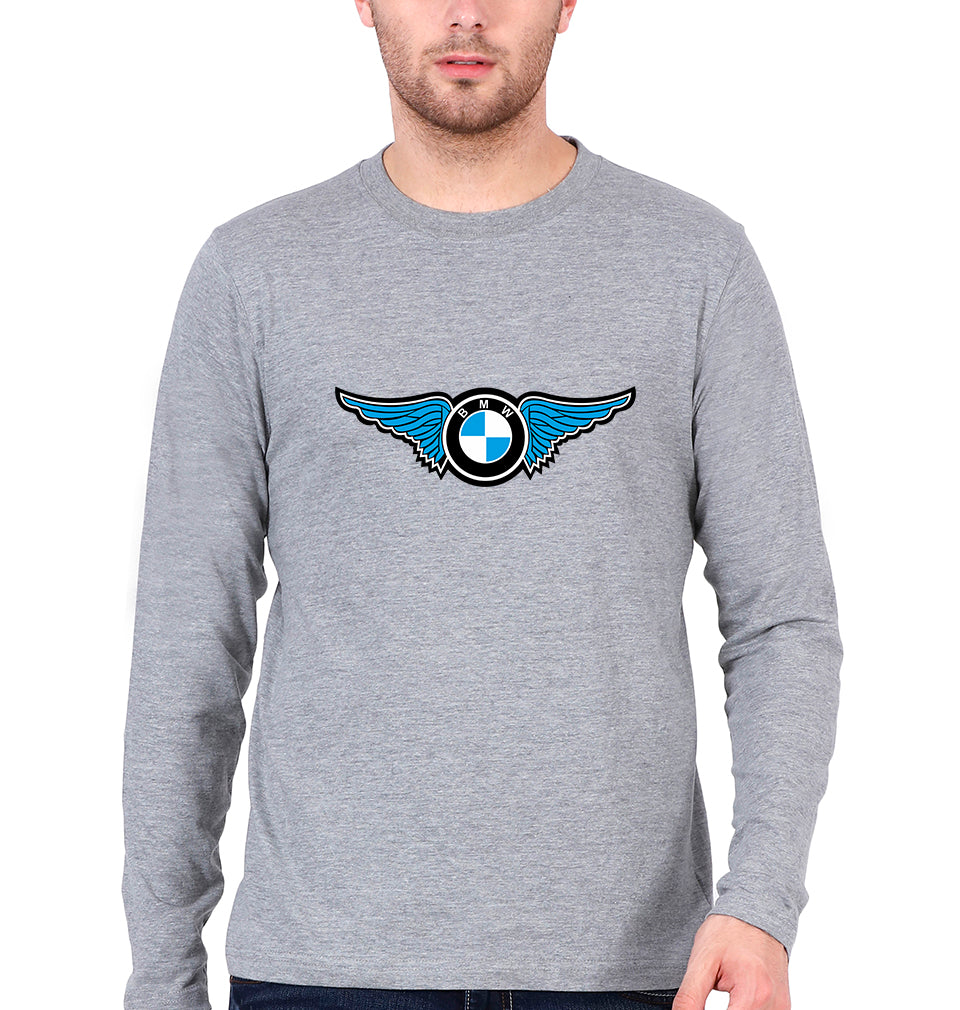 BMW Full Sleeves T-Shirt for Men-Grey Melange-Ektarfa.online