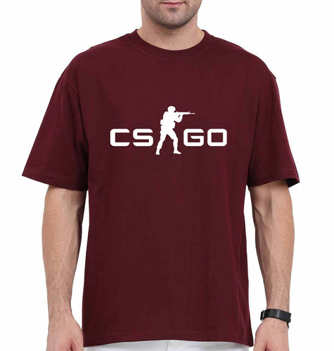 Counter-strike Global Offensive(CS GO) Oversized T-Shirt for Men-Maroon-Ektarfa.online