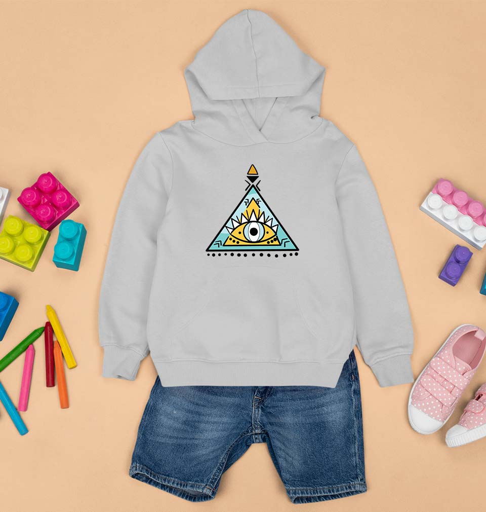 Psychedelic Triangle eye Kids Hoodie for Boy/Girl-0-1 Year(22 Inches)-Grey-Ektarfa.online