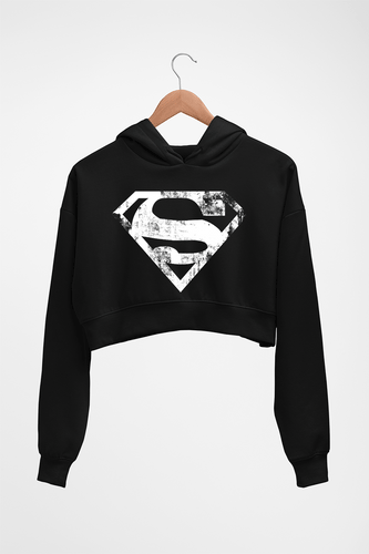 Superman Superhero Crop HOODIE FOR WOMEN-Black-Ektarfa.online