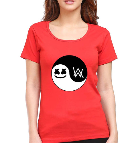 alan walker marshmello T-Shirt for Women-Red-Ektarfa.online