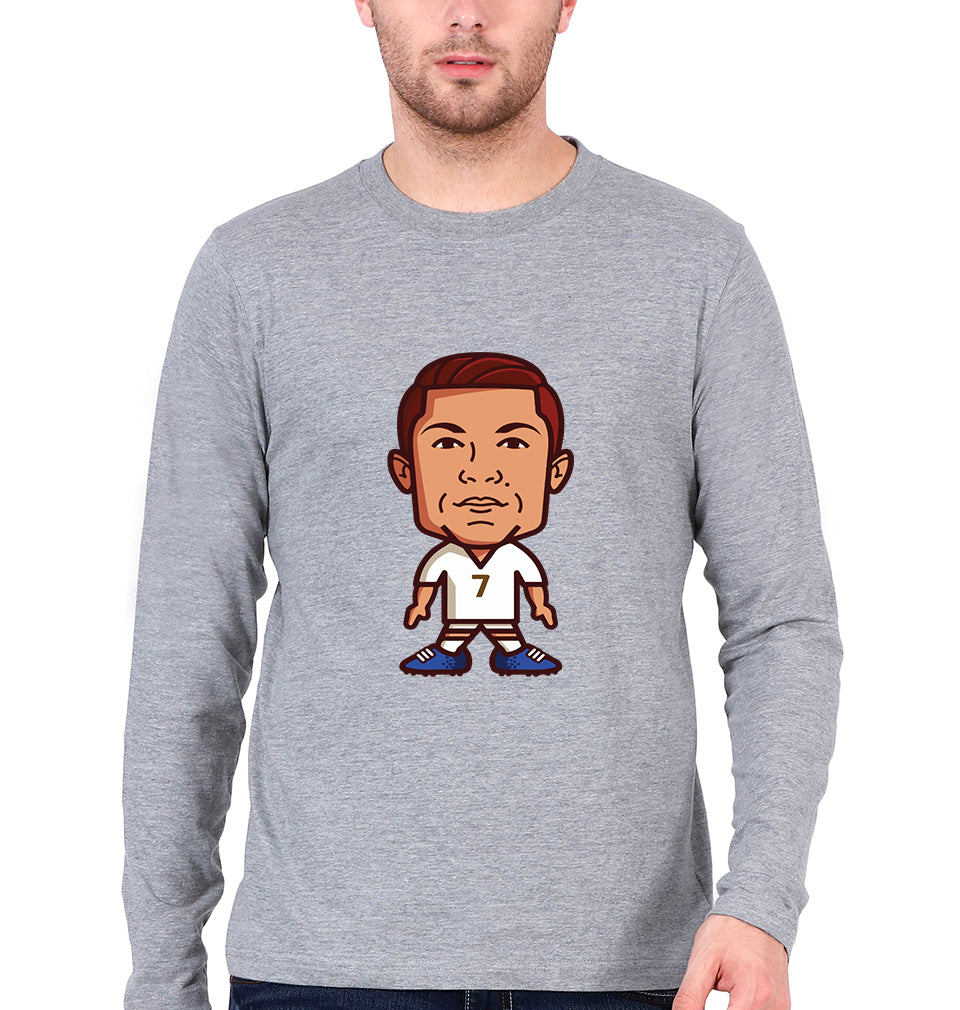 Cristiano Ronaldo CR7 Full Sleeves T-Shirt for Men-Grey Melange-Ektarfa.online
