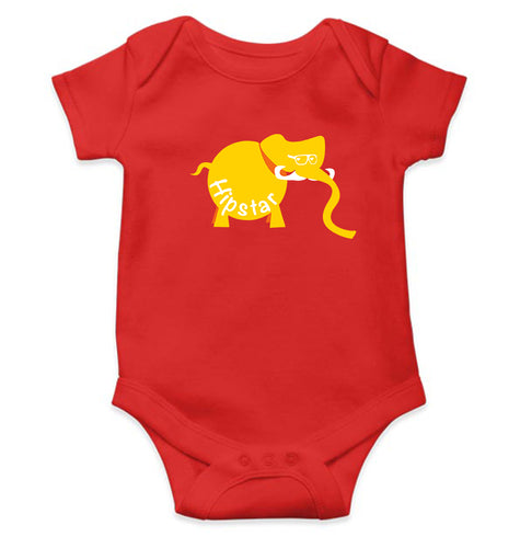 Hipster Elephant Kids Romper For Baby Boy/Girl-0-5 Months(18 Inches)-RED-Ektarfa.online