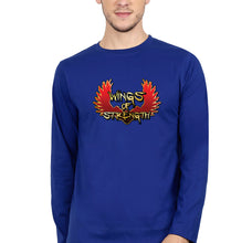 Load image into Gallery viewer, Wings of Strength Full Sleeves T-Shirt for Men-S(38 Inches)-Royal Blue-Ektarfa.online
