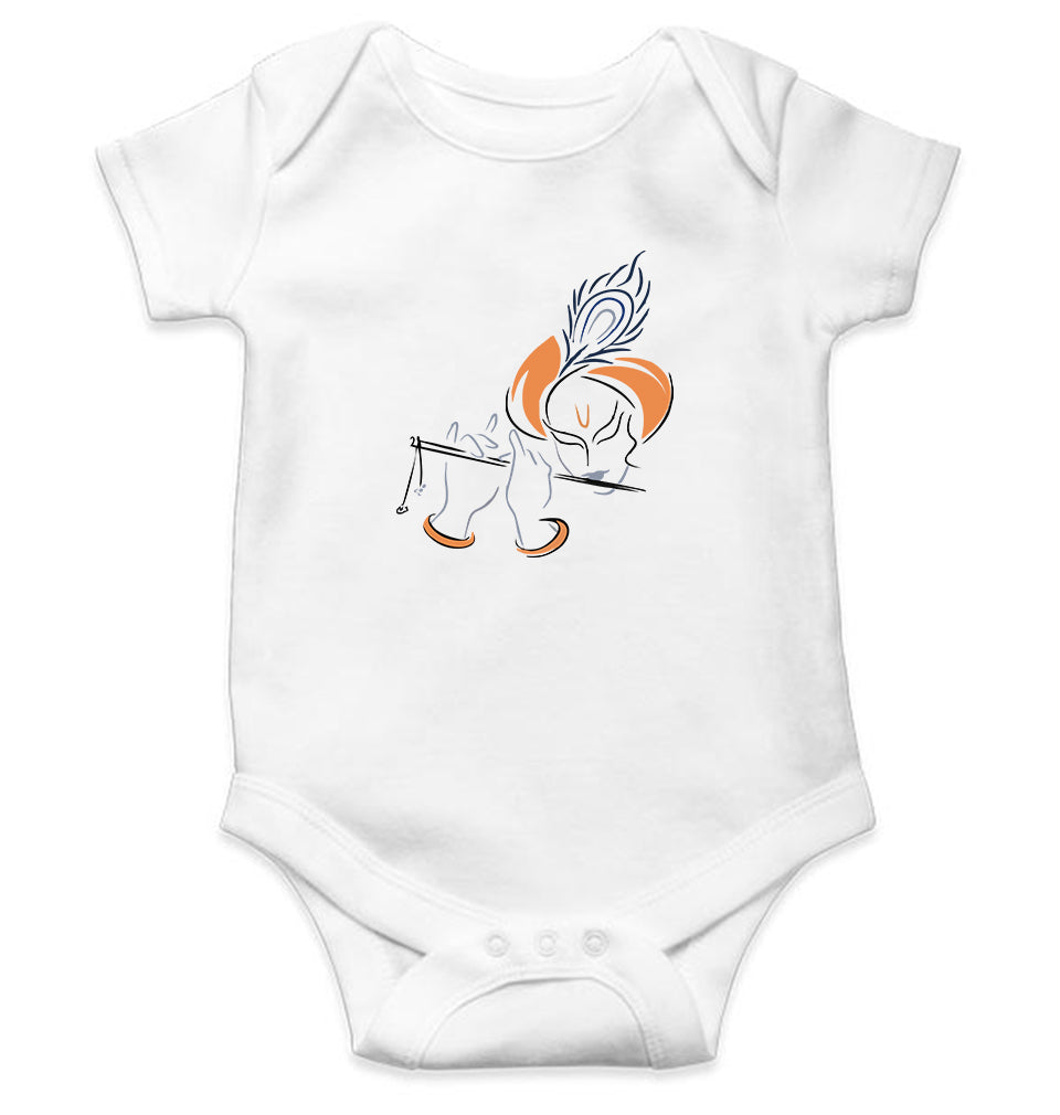 Shree Krishna Kids Romper For Baby Boy/Girl-0-5 Months(18 Inches)-White-Ektarfa.online