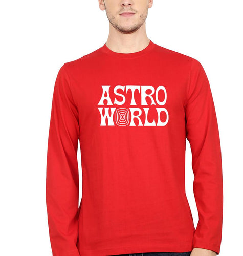 Astroworld Travis Scott Full Sleeves T-Shirt for Men-S(38 Inches)-Red-Ektarfa.online