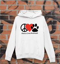 Load image into Gallery viewer, Peace Love Animals Unisex Hoodie for Men/Women-White-Ektarfa.online
