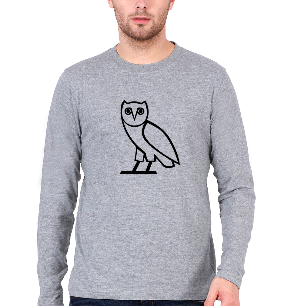 Ovo Full Sleeves T-Shirt for Men-Grey Melange-Ektarfa.online