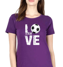 Load image into Gallery viewer, Love Football T-Shirt for Women-XS(32 Inches)-Purple-Ektarfa.online
