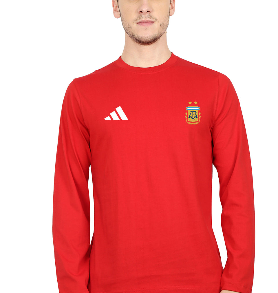 Argentina Football Full Sleeves T-Shirt for Men-Red-Ektarfa.online