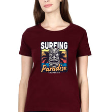 Load image into Gallery viewer, Surfing California T-Shirt for Women-XS(32 Inches)-Maroon-Ektarfa.online
