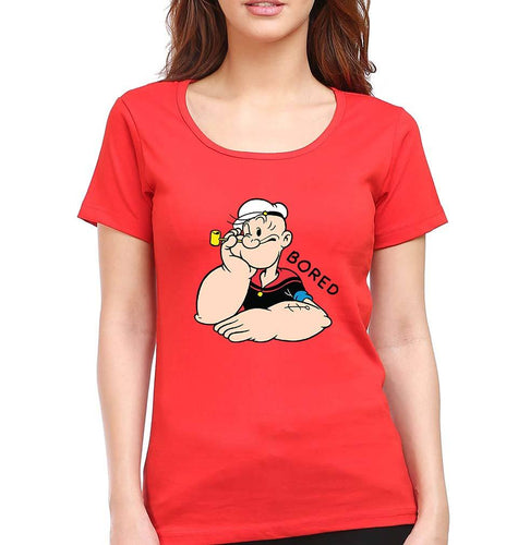 Popeye T-Shirt for Women-Red-Ektarfa.online
