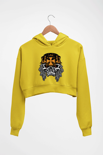 Triple H WWE Crop HOODIE FOR WOMEN-Mustard Yellow-Ektarfa.online