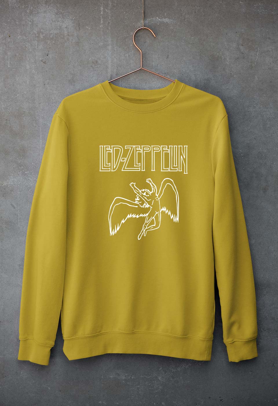 Led Zeppelin Unisex Sweatshirt for Men/Women-Mustard Yellow-Ektarfa.online