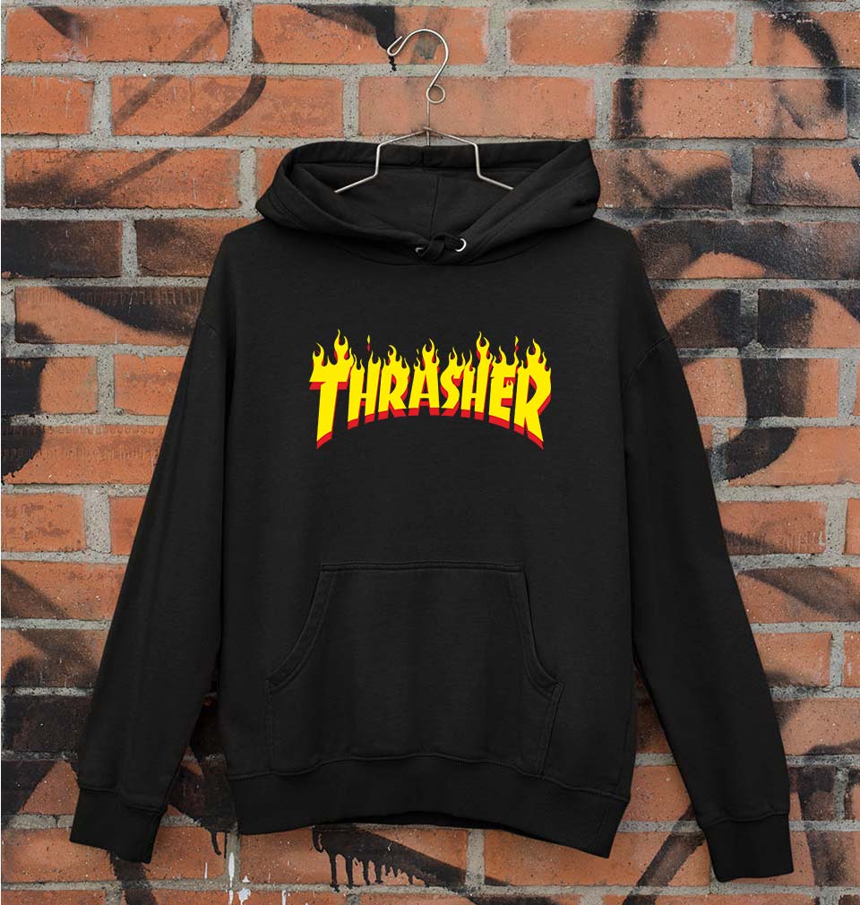 Thrasher Unisex Hoodie for Men/Women-S(40 Inches)-Black-Ektarfa.online