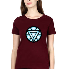 Load image into Gallery viewer, ARC REACTOR Iron Man Superhero T-Shirt for Women-XS(32 Inches)-Maroon-Ektarfa.online
