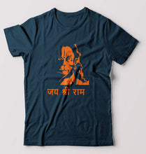 Load image into Gallery viewer, Jai Shree Ram T-Shirt for Men-S(38 Inches)-Petrol Blue-Ektarfa.online
