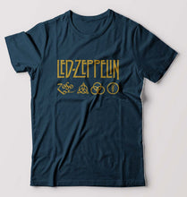 Load image into Gallery viewer, Led Zeppelin T-Shirt for Men-S(38 Inches)-Petrol blue-Ektarfa.online
