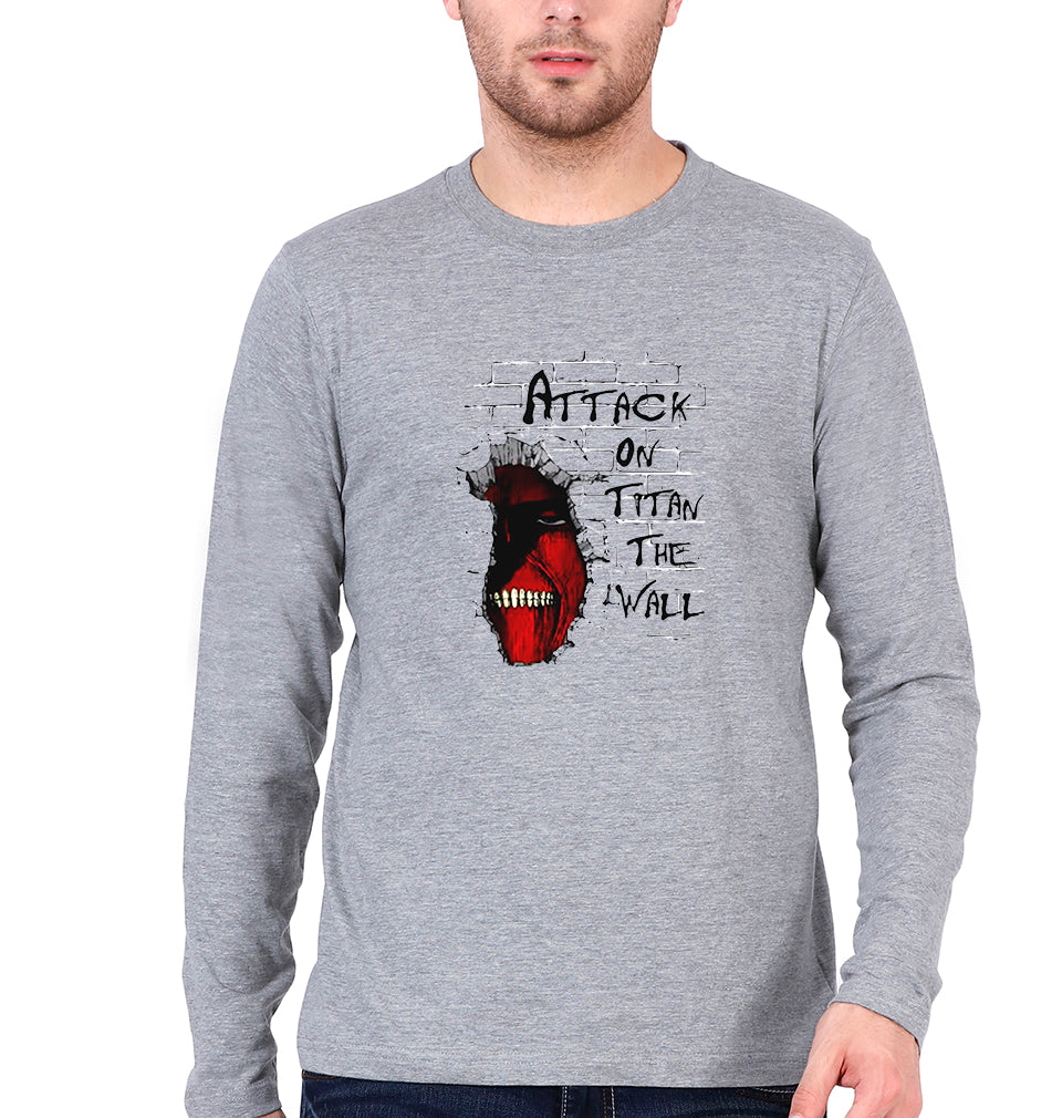 Attack on Titan Full Sleeves T-Shirt for Men-Grey Melange-Ektarfa.online