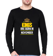 Load image into Gallery viewer, Kings Are Born In November Full Sleeves T-Shirt for Men-Black-Ektarfa.online
