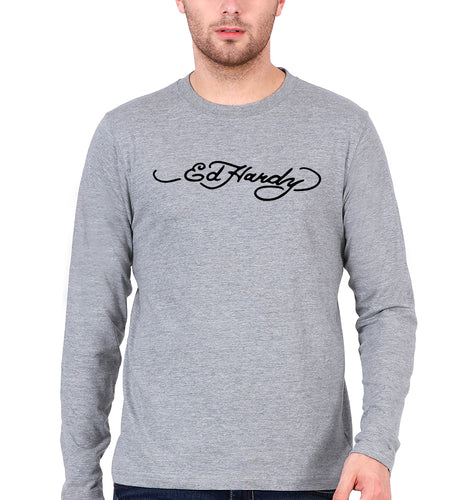 Ed Hardy Full Sleeves T-Shirt for Men-Grey Melange-Ektarfa.online