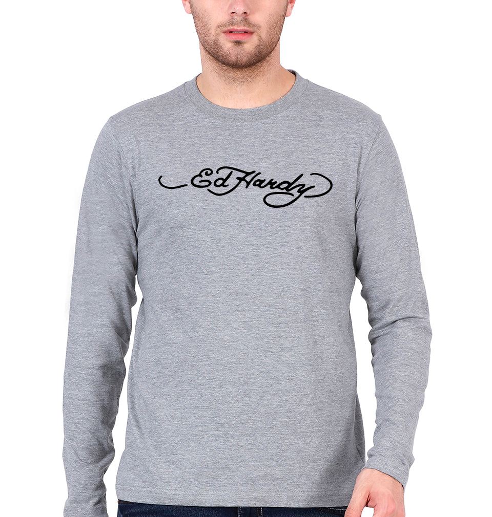 Ed Hardy Full Sleeves T-Shirt for Men-Grey Melange-Ektarfa.online