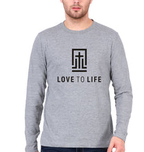 Load image into Gallery viewer, Love To Life Full Sleeves T-Shirt for Men-S(38 Inches)-Grey Melange-Ektarfa.online
