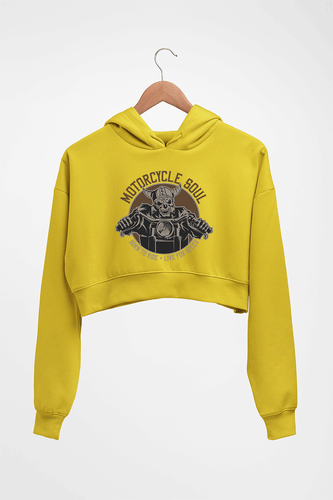 Motercycle Born To Ride Crop HOODIE FOR WOMEN-Mustard Yellow-Ektarfa.online