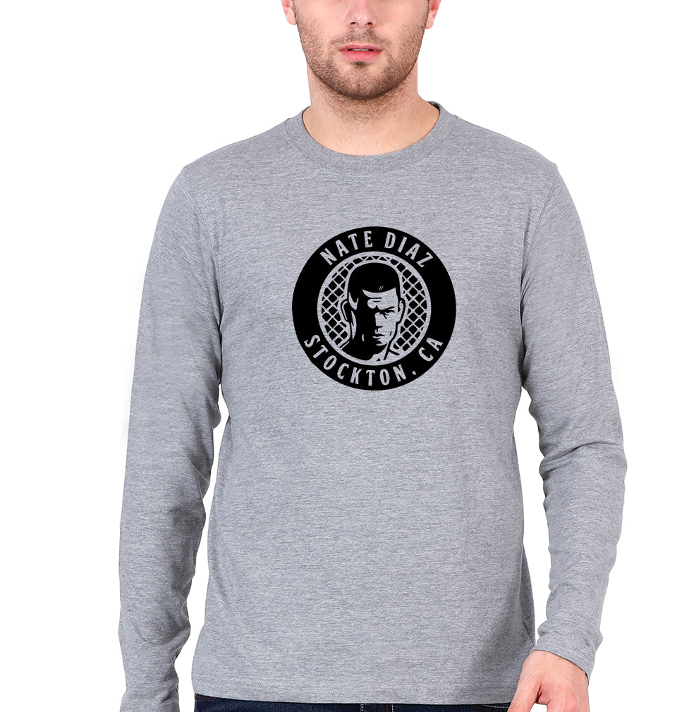 Nate Diaz UFC Full Sleeves T-Shirt for Men-Grey Melange-Ektarfa.online