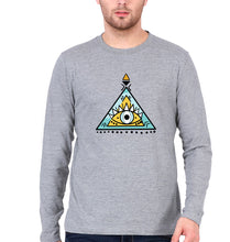 Load image into Gallery viewer, Psychedelic Triangle eye Full Sleeves T-Shirt for Men-Grey Melange-Ektarfa.online

